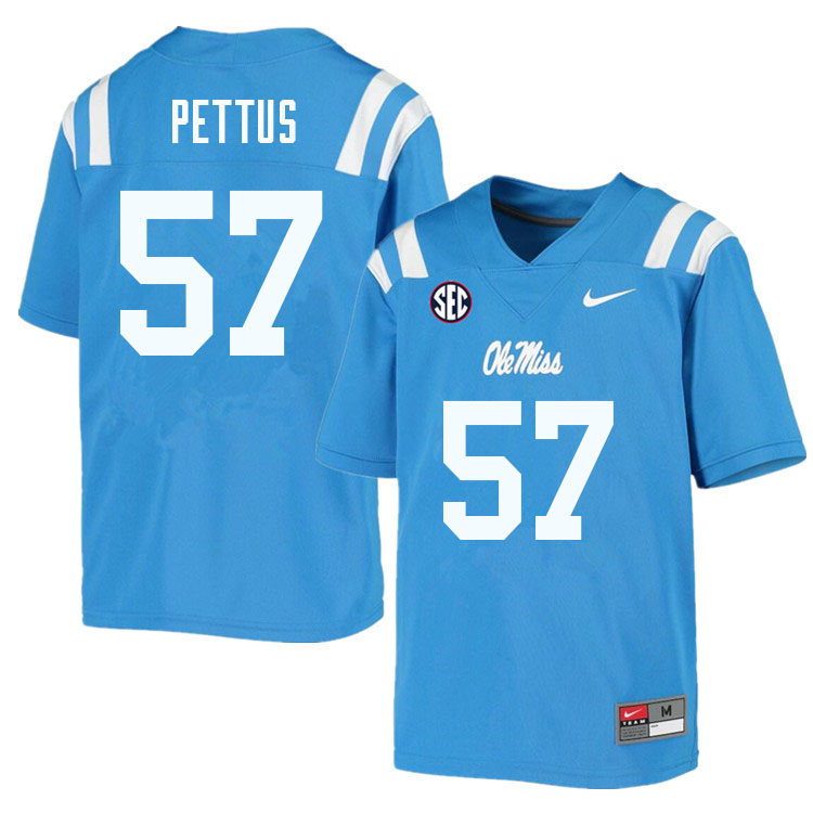 Men #57 Micah Pettus Ole Miss Rebels College Football Jerseys Sale-Powder Blue - Click Image to Close